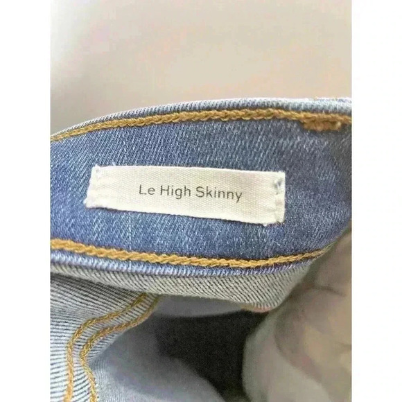 Frame Le High Skinny Jeans leather tuxedo piping Denim Mid Rise Stretch - Picture 10 of 15